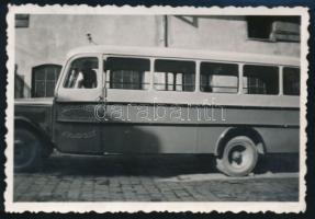 1940 Távolsági személyszállítás autóbusszal, Rákoshegy-Rákoskeresztúr-Budapest, 3 db fotó, 6x8,5 cm