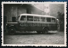 1940 Távolsági személyszállítás autóbusszal, Rákoshegy-Rákoskeresztúr-Budapest, 3 db fotó, 6x8,5 cm