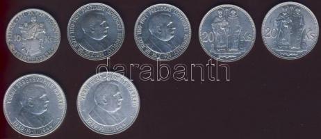 Szlovákia 1939-45. 10K Ag (1x), 20K Ag 2x "Tiso" + 2x "St.Kyrill és St. Methodius&quo...