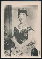 1914 Soken császárné (Icsidzsó Maszako) (1849-1914) japán anyacsászárnő, korabeli sajtófotó hozzátűzött szöveggel, 12x16 cm / Empress Shoken, press photo, 12x16 cm