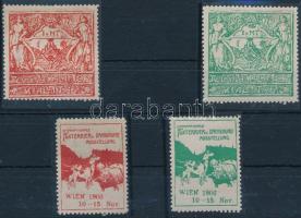 1906-1907 Pécsi Általános kiállítás 2 db klf színű levélzáró + Foxterrier kiállítás, Bécs 2 db klf színű levélzáró