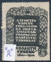 1914 Kossuth Ferenc 1841-1914 temetése levélzáró R(pecsételt, elvékonyodás)
