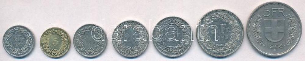 Svájc 1968-1996. 8db-os fémpénz tétel, mind különféle T:2,2- Switzerland 1968-1996. 8pcs of coins, all different C:XF,VF