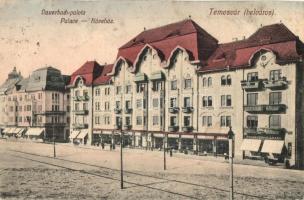 Temesvár, Timisoara; Belváros, Dauerbach palota, Ohlhausen és Klemann üzlete / palace, shops (vágott / cut)