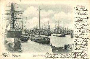 Hamburg. Segelschiffhafen / sailing ship port, barge (EK)