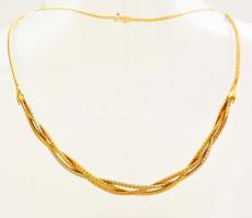 18 Karátos fonott arany nyakék eredeti bőr tokjában. Jelzett. 29,64 g / 18 C solid gold necklace in original leather box 29,64 g, 18 C