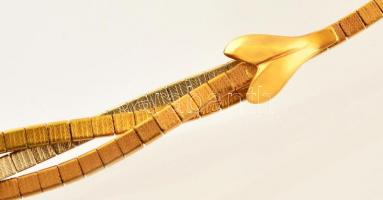 18 Karátos fonott arany nyakék eredeti bőr tokjában. Jelzett. 29,64 g / 18 C solid gold necklace in ...