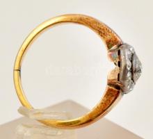 14 K jelzett, mesterjegyes arany gyűrű kissé sérült kövekkel méret: 52; 3,14g / Hallmarked 14 C gold...