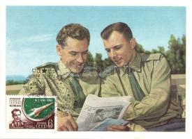1962 Soviet Pilots-cosmonauts GS Titov and Yu. A. Gagarin. So. Stpl