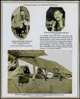 1914-1930 Repülés az I. világháborúban 6 db eredeti képeslapot és fotót plusz 11 reprodukciót tartalmazó bemutató nemzetiszín tablókon (nem felragasztva) kísérő szöveggel / Flying in WW. I. 6 original and 11 later photos and postcards on sheets (not glued)