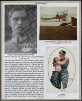 1914-1930 Repülés az I. világháborúban 6 db eredeti képeslapot és fotót plusz 11 reprodukciót tartal...