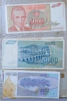 Albumnyi vegyes külföldi bankjegy tétel, sok bankjegy az oldalakra ragasztva, főleg jugoszláv darabo...