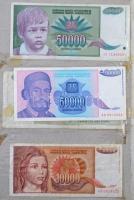 Albumnyi vegyes külföldi bankjegy tétel, sok bankjegy az oldalakra ragasztva, főleg jugoszláv darabo...