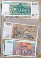 Albumnyi vegyes külföldi bankjegy tétel, sok bankjegy az oldalakra ragasztva, főleg jugoszláv darabo...