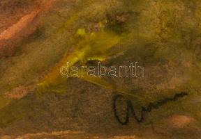 Ámos jelzéssel: Házak. Akvarell, papír, 30×42 cm