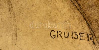 Gruber jelzéssel: Női portré. Szén, papír, apró szakadással, 48×32 cm