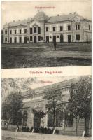 Nagylak, Nedlac; Hungária szálloda, Városháza, Szövetkezeti üzlet. Weisz Márk kiadása / hotel, town hall, cooperative shop (Rb)