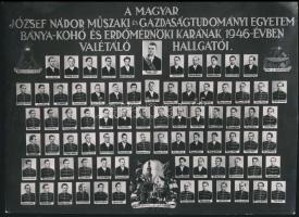 1946 Soproni bánya-, kohó- és erdőmérnöki kar hallgatóinak tablója. 24x16 cm