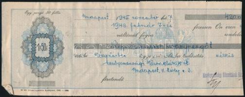 1946 Inflációs váltó teleragasztva 28 db bélyeggel