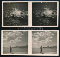 cca 1938 Sztereó felvételek, 7 db fényképpár dr. Csörgeő Tibor (1896-1968) budapesti fotóművész hagyatékából, jelzés nélkül, 6x13 cm