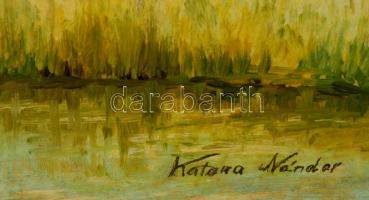 Katona jelzéssel: Hegyvidéki táj. Olaj, karton, keretben, 70×50 cm