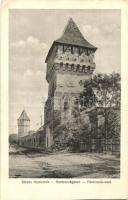 Nagyszeben, Hermannstadt, Sibiu; Harteneck utca és torony / street view with towers (EK)
