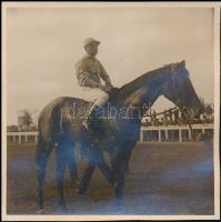 cca 1920 4 db nagyobb méretű lovas derby-n készült fotó / Horse race photos 18x18 cm