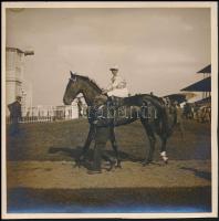 cca 1920 4 db nagyobb méretű lovas derby-n készült fotó / Horse race photos 18x18 cm