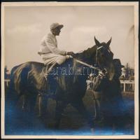 cca 1920 4 db nagyobb méretű lovas derby-n készült fotó / Horse race photos 18x18 cm