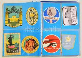 47 darabos magyar és külföldi hotelcímke gyűjtemény, benne ritkább magyar szállodákkal is