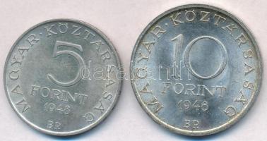 1948. 5Ft Ag "Petőfi" + 10Ft Ag "Széchenyi" T:2