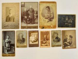cca 1870-1900 10 db keményhátú fotó vizitkártya és nagyobb méretben.