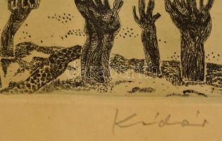 Kádár György (1912-2002): Téli táj. Rézkarc, papír, jelzett, 20×29 cm