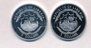 Libéria 2009-2011. 5$ Cu (2xklf) "Nagy Hadvezérek - Sir Francis Drake, Chester Nimitz" mul...