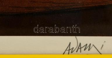 Arami jelzéssel: Elmélkedő. Szitanyomat, papír, üvegezett keretben, 38×28 cm