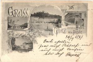 1897 (Vorläufer!) Gorizia, Görz, Gorica; Hotel de la Poste. Art Nouveau, floral