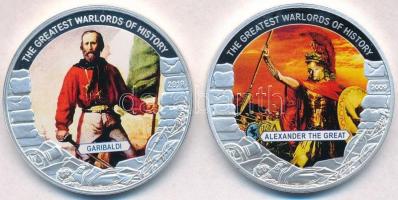Libéria 2009-2010. 5$ Cu (2xklf) "Nagy Hadvezérek - Nagy Sándor, Giuseppe Garibaldi" multicolor, tanúsítvánnyal T:PP Liberia 2009-2010. 5 Dollars Cu (2xdiff) "The Greatest Warlords of History - Alexander the Great, Giuseppe Garibaldi" multicolor, with certificate C:PP