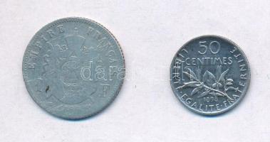 Franciaország / Második Császárság 1866A 1Fr Ag "III. Napóleon" + Franciaország 1898. 50c ...