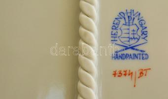 Herendi Tulip bouque mintás áttört szélű tál, kézzel festett, hibátlan, jelzett, 18×18 cm