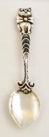 Ezüst(Ag) keresztelő kanál macskás díszítéssel, jelzett, h: 10,5 cm, nettó: 13,7 g