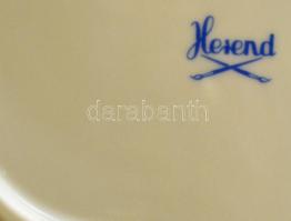 Herendi virág mintás áttört szélű tál, kézzel festett, hibátlan, jelzett, 18×18 cm