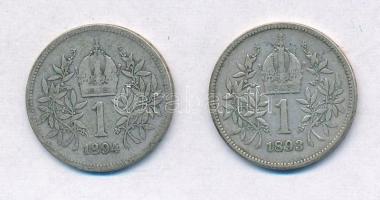 Ausztria 1893-1894. 1K Ag "Ferenc József" (2xklf) T:2-,3
Austria 1893-1894. 1 Corona Ag &...