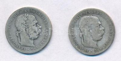 Ausztria 1893-1895. 1K Ag "Ferenc József" (2xklf) T:2-,3 Austria 1893-1895. 1 Corona Ag "Franz Joseph" (2xdiff) C:VF,F