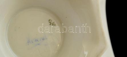 Herendi virág mintás váza, kézzel festett, hibátlan, jelzett, m:8,5 cm, d:15,5 cm