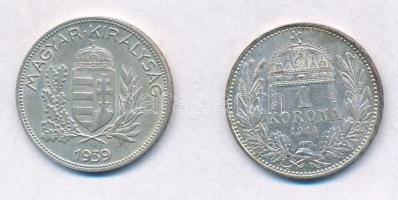 1914KB 1K Ag "Ferenc József" + 1939. 1P Ag T:1-