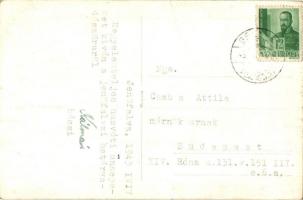 1943 Eszék, Osijek, Esseg; piaci árusok, útépítés, templom, villamos, gyógyszertár / street construc...