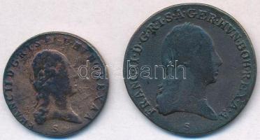 1800S 1kr Cu + 3kr Cu "I. Ferenc" T:2-,3