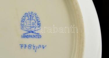 Herendi Indiai kosár mintás hamuzótálka, kézzel festett, jelzett, hibátlan, 11×7,5 cm