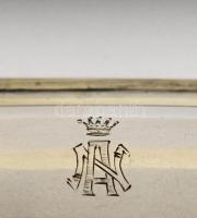 Ezüst(Ag) koronás, monogramos fogpiszkálótartó pár, jelzett, 10x3,5 cm, nettó: 62,7 g