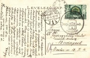 Kolozsvár, Cluj; Szent György szobor / statue + 1940 Kolozsvár visszatért So. Stpl. (EK)